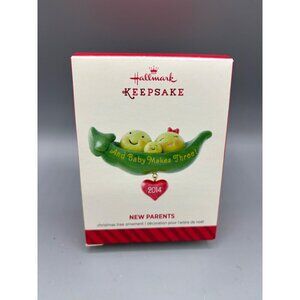 Hallmark Keepsake 2014 "New Parents" Ornament And Baby Makes Three Peas in a Pod